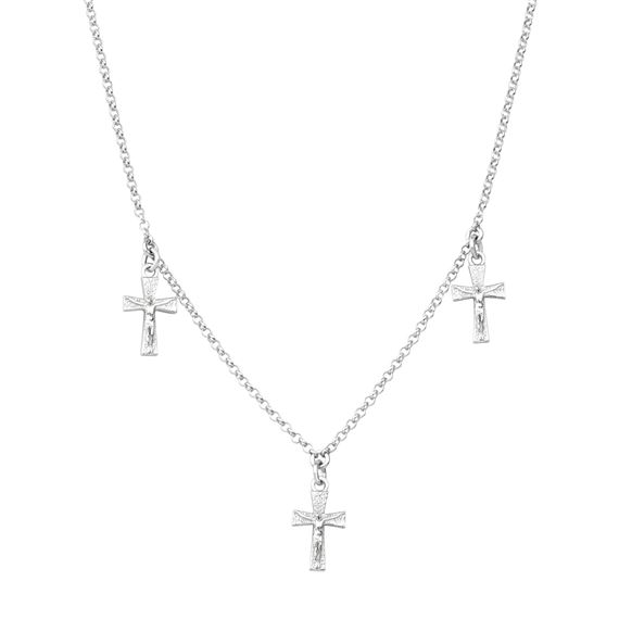 STERLING SILVER TRIPLE CRUCIFIX NECKLACE